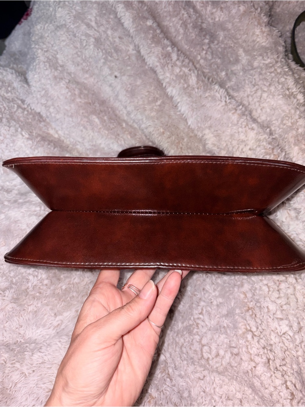 Vintage Brown Faux Leather Handbag - Picture 6 of 11